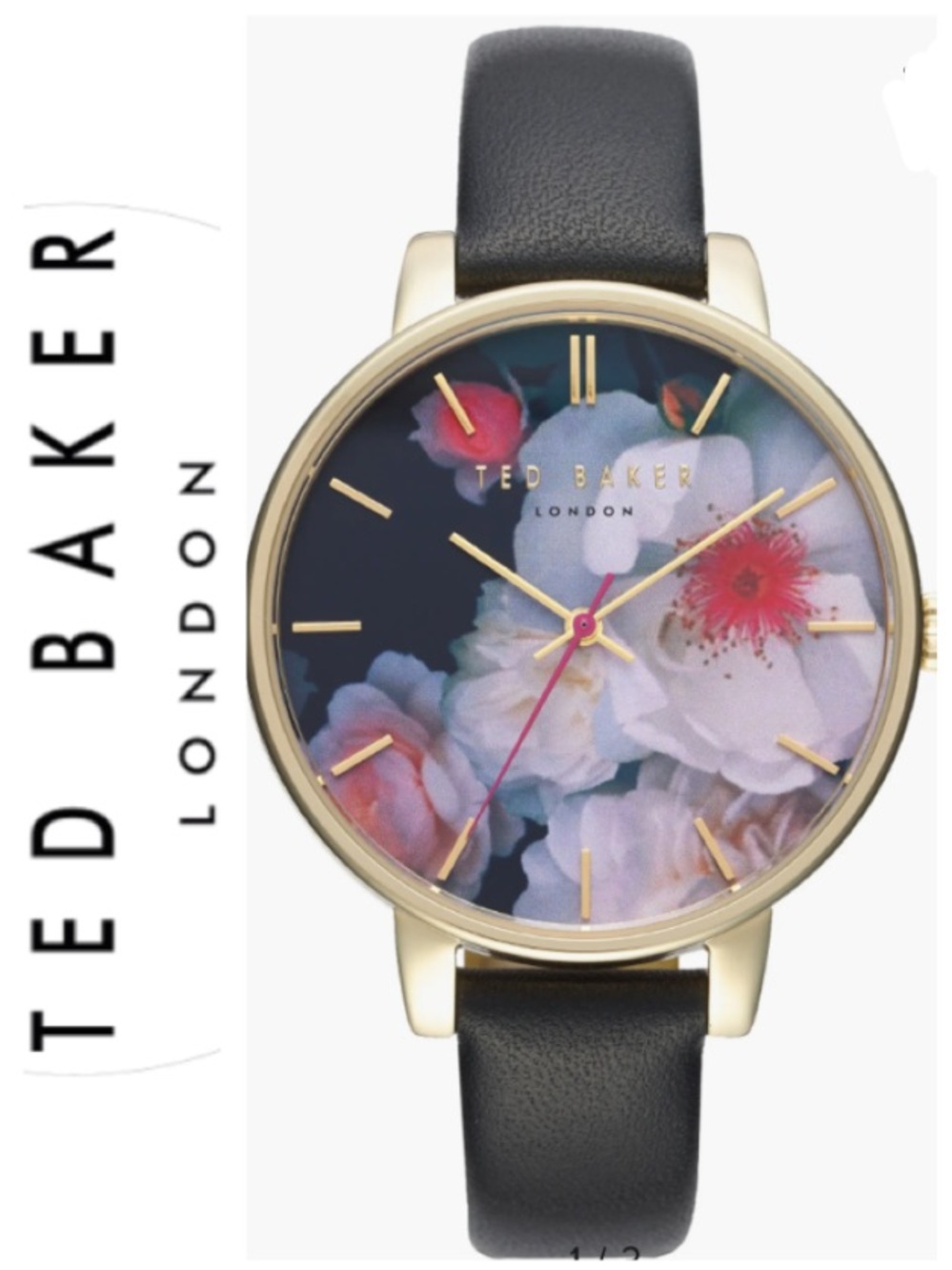LIKE NEW!  Ted Baker London Kate Print Dial Leather Strap Watch, 38mm